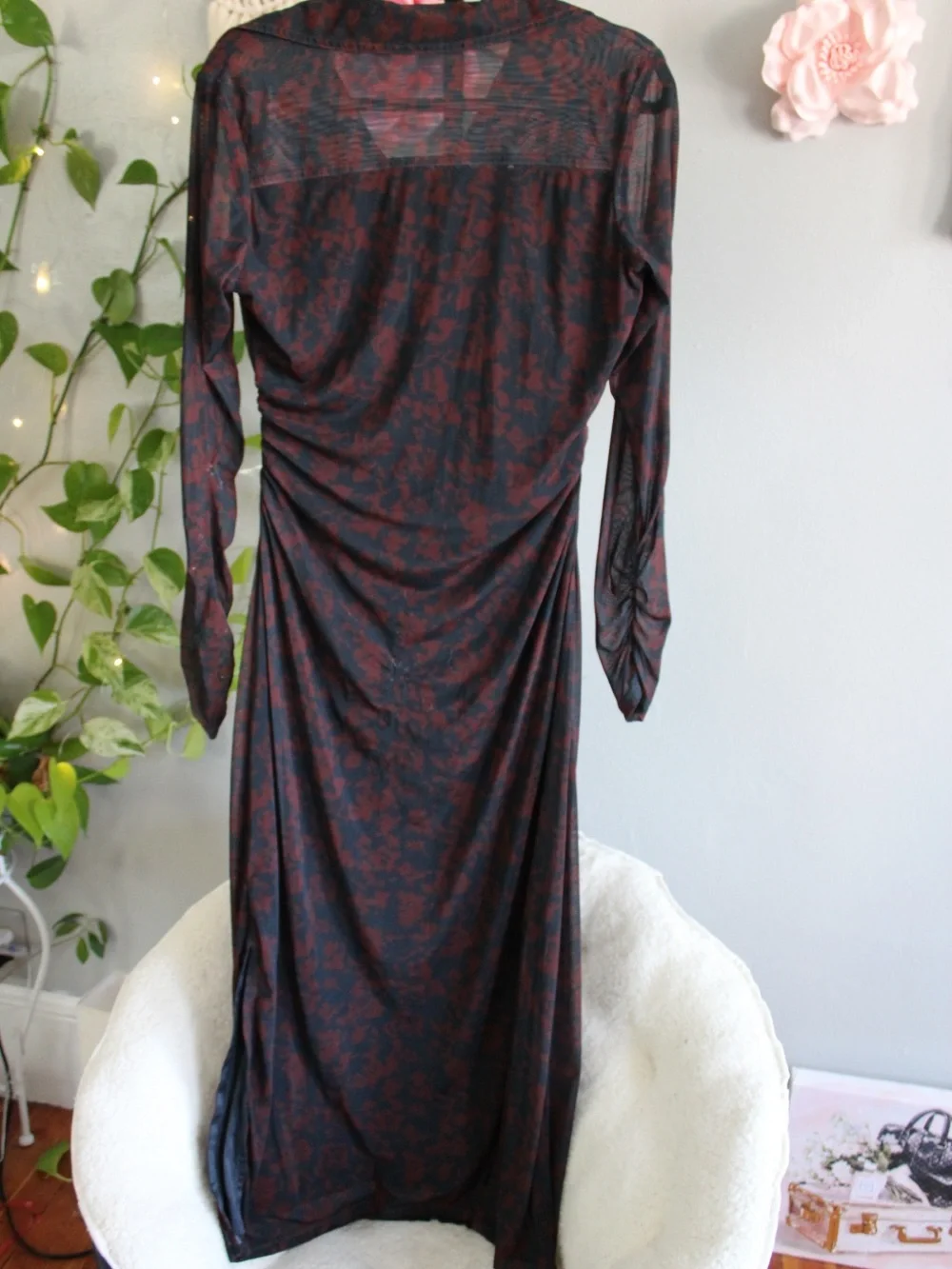 Madewell Chandra Mesh Ruched Maxi Dress L Bust 19” MSRP $138